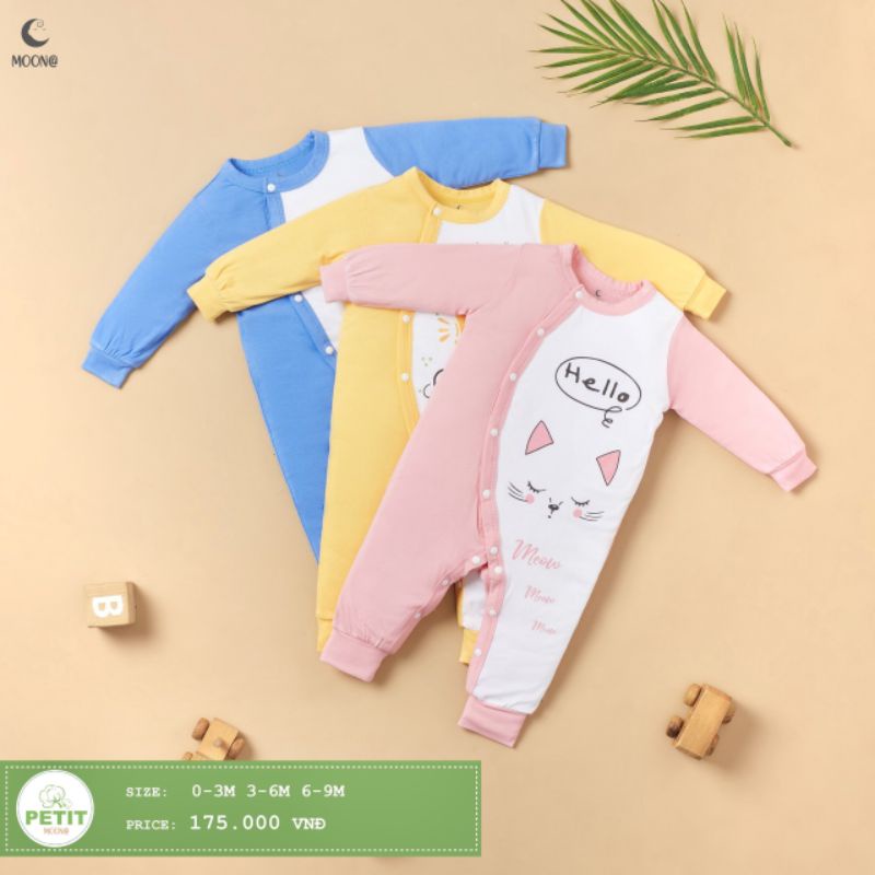 Moon -  Body cài chéo dài tay petit Moon cho bé 3-9kg