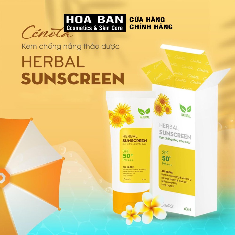 Kem chống nắng thảo dược Cénota Herbal Sunscreen SPF50+/PA+++ 60ml