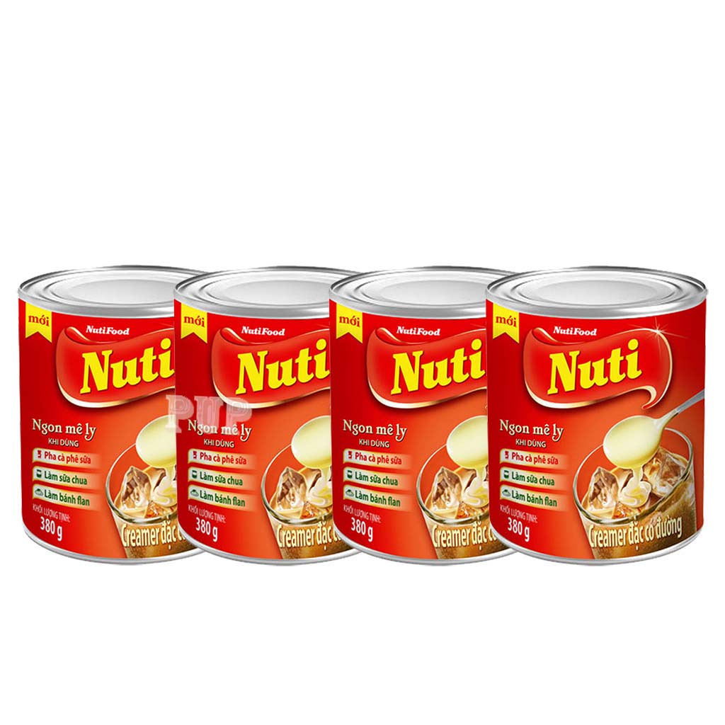 4 Lon Sữa Đặc Có Đường Nuti Lon Đỏ 380g Creamer Dùng Làm Bánh,Pha Cà Phê