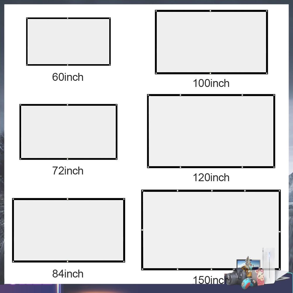 Màn hình chiếu đơn giản tỉ lệ 16: 9 cỡ 60 72 84 100 120 150 inch độ phân giải HD cho văn phòng/ngoài trời/trong nhà
