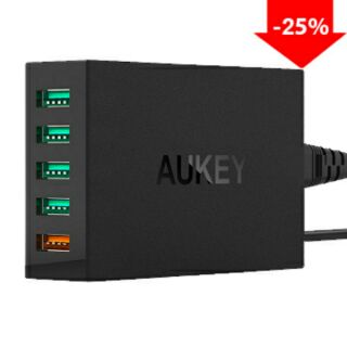 Sạc nhanh 2.0 qualcomm aukey 5 cổng pa-t1