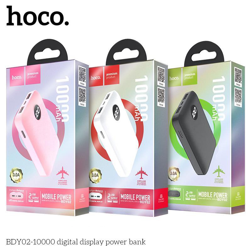 Pin Sạc Dự Phòng 10000mAh Hoco BDY02 - Nhỏ Gọn, 2 Đầu Ra, Màn Hình LCD [CHÍNH HÃNG]