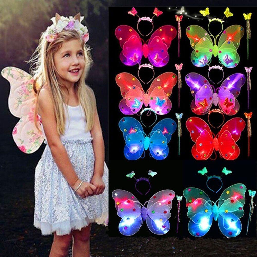 Set 3 Cánh Bướm Hai Lớp Phát Sáng Đồ Chơi Biểu Diễn Cho Bé