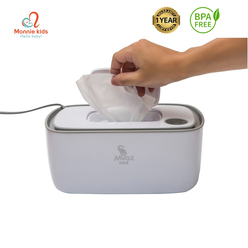 Máy làm ấm khăn uớt cho bé Moaz Bebe MB008, máy làm nóng khăn giấy ướt - Monnie Kids