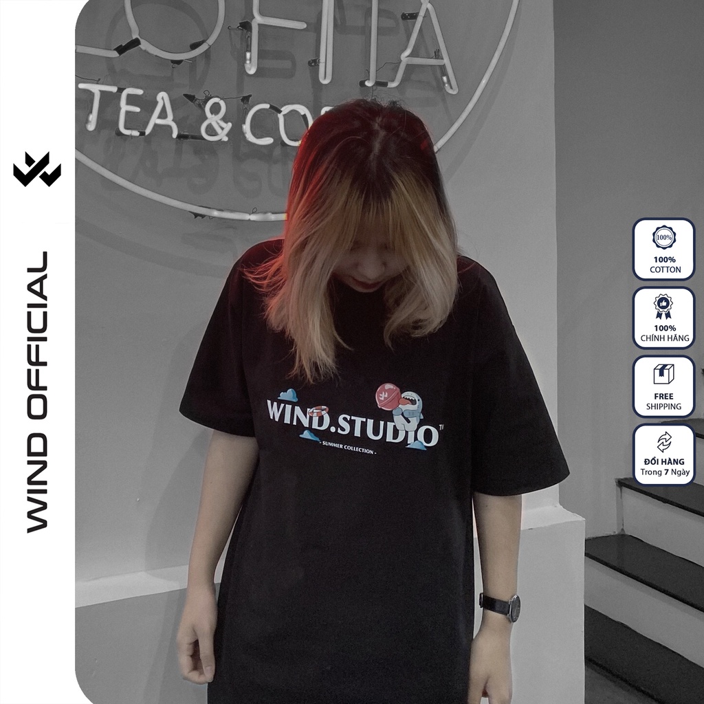 Áo thun tay lỡ form rộng WIND phông unisex 65% Shark nam nữ oversize ulzzang
