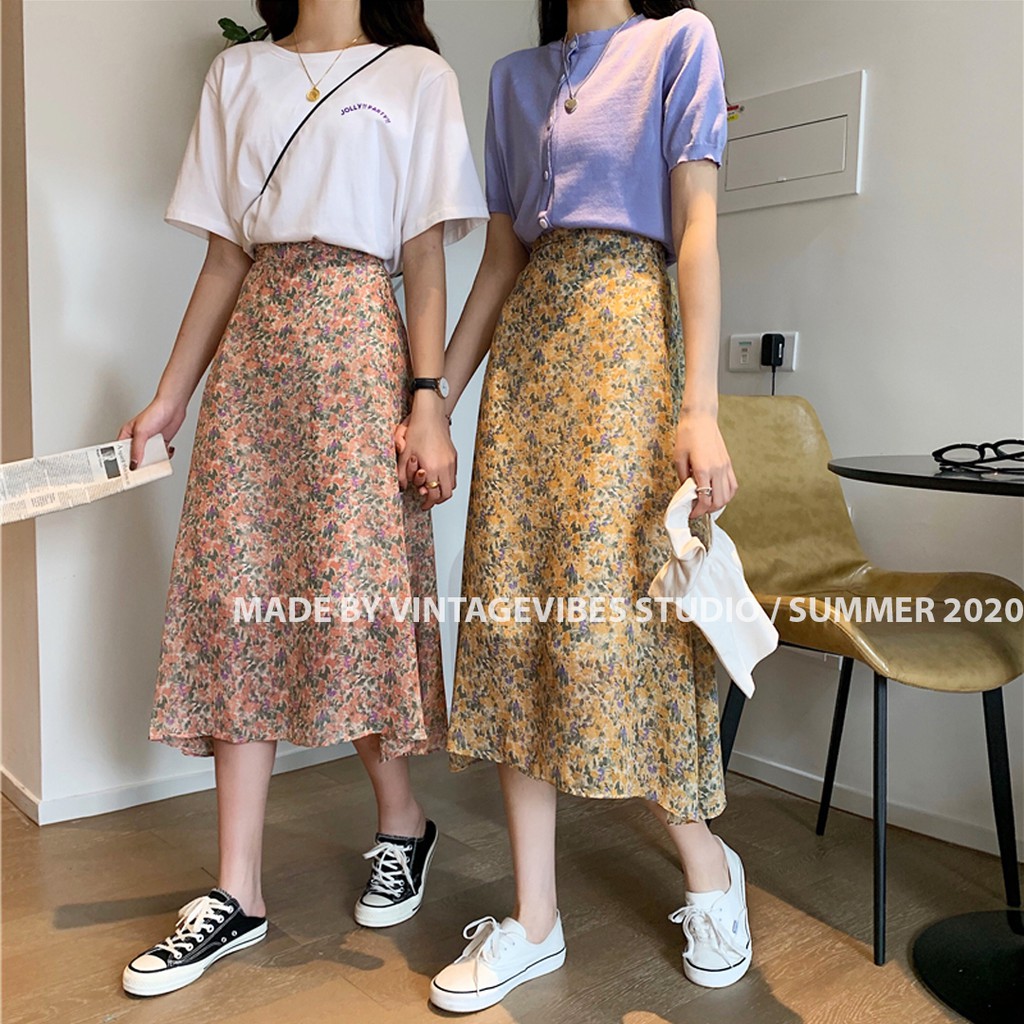 🚛[FREESHIP] Chân váy midi hoa nhí Ulzzang (hàng QC) - ẢNH THẬT TỰ CHỤP | BigBuy360 - bigbuy360.vn