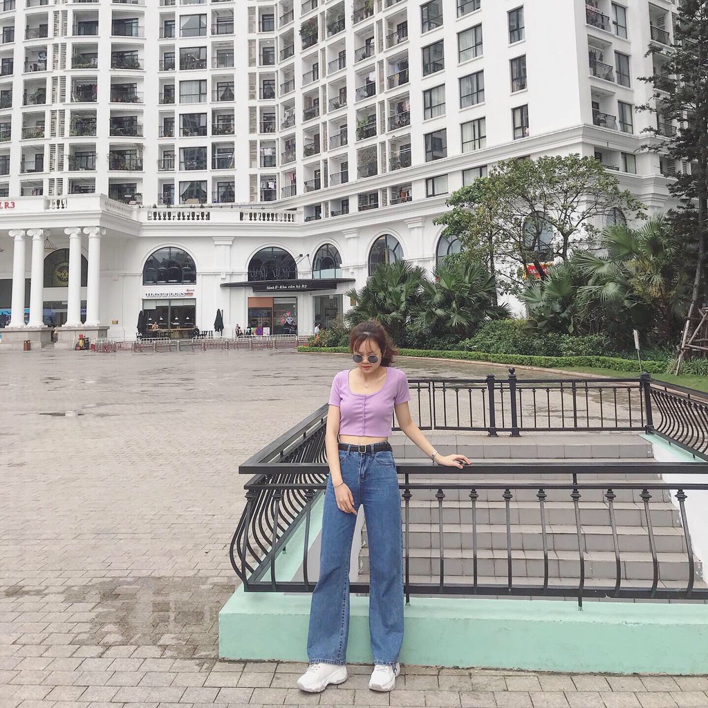 ÁO CROPTOP LEN TĂM CÚC DỌC 6 MÀU LOẠI MỚI - CROPTOP CÚC NGỰC TÍM XANH MINT HOT
