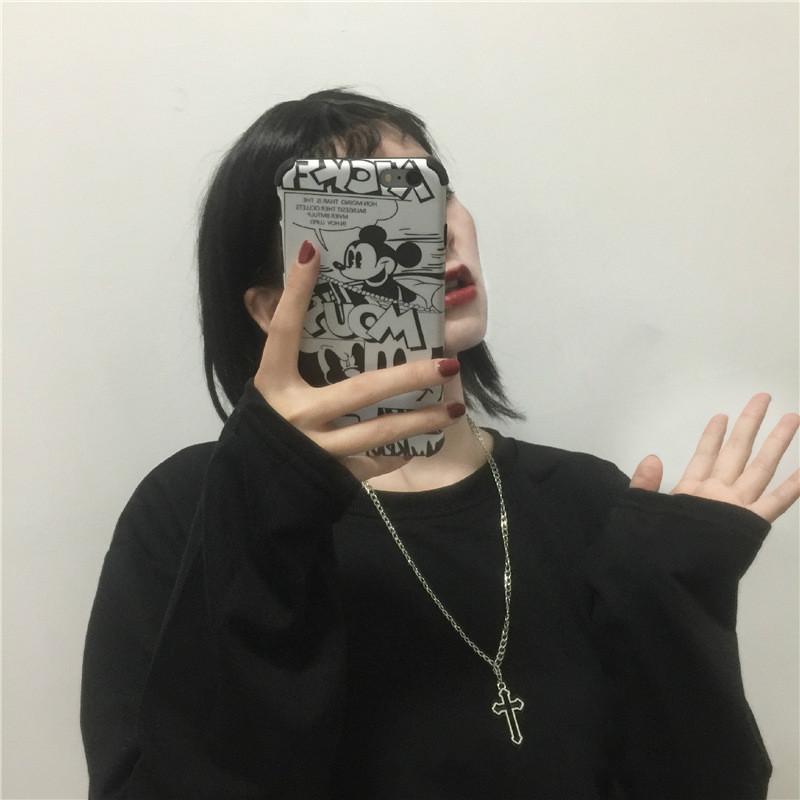 Dây chuyền dài mặt thánh giá phong cách gothic đường phố mới cho cặp đôi