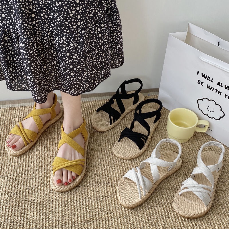 Giày Sandal Đế Bằng Phong Cách Hàn Quốc Thời Trang Mùa Hè Cho Nữ