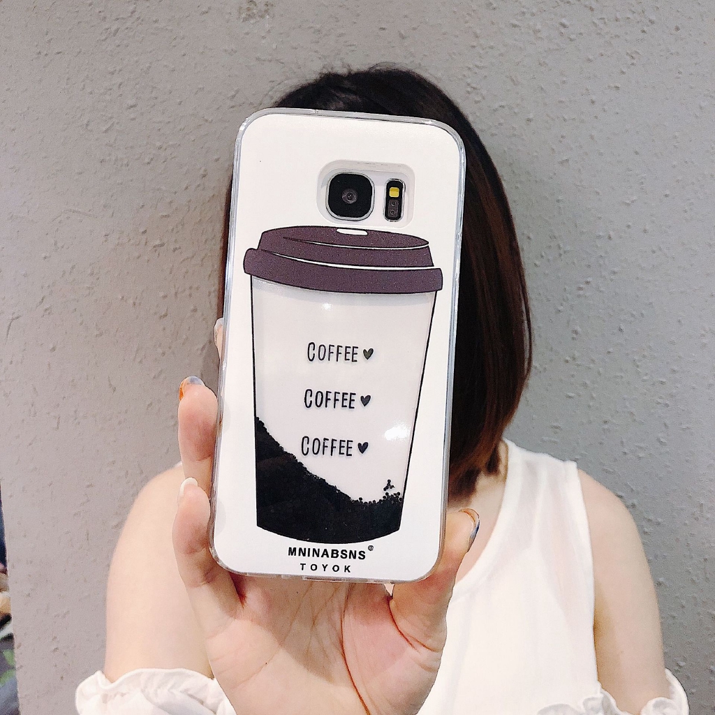 Ốp lưng ly cà phê cho điện thoại Samsung S7e S8 S9 A6 A8 Plus Note 8 9 Series