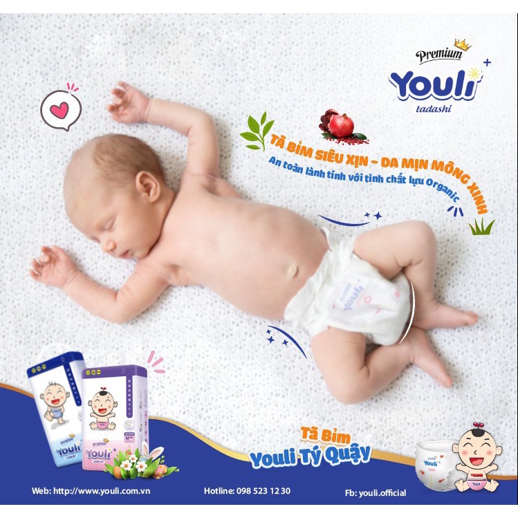 Tã/Bỉm Sơ Sinh YOULI Tý Quậy Dán/Quần Đai Chun Mềm Mại, Mỏng Nhẹ Siêu Thấm Hút Đủ Size NB - 3XL Cho Bé Dưới 5 kg - 25 kg