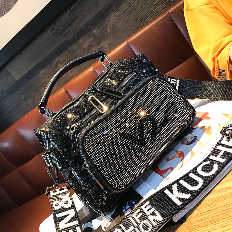 Túi Đeo Chéo Da Thật Dáng Vuông Đính Đá Nhỏ Nhắn Thời Trang Sang Trọng Cho Nữ