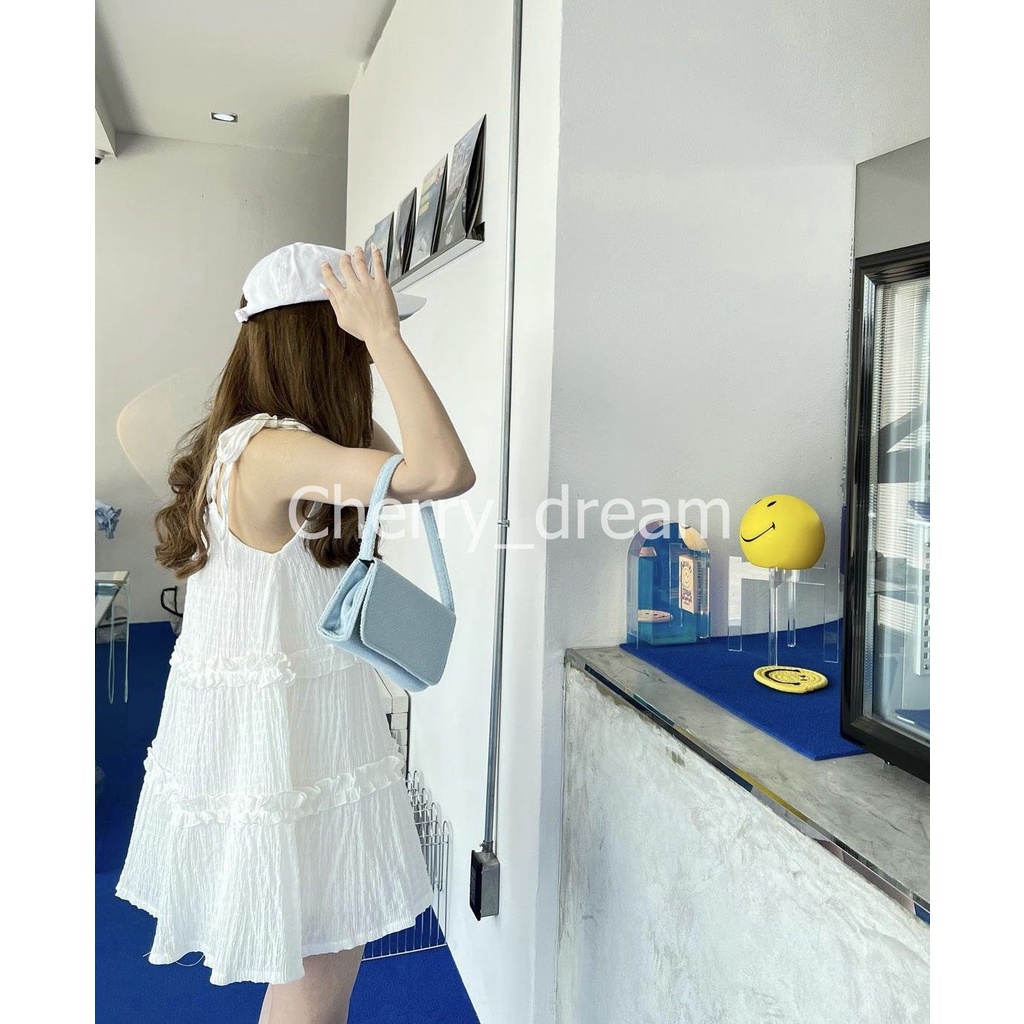 Váy 2 dây chất xốp nhăn hot trend 2022, Đầm Maxi Đi Biển