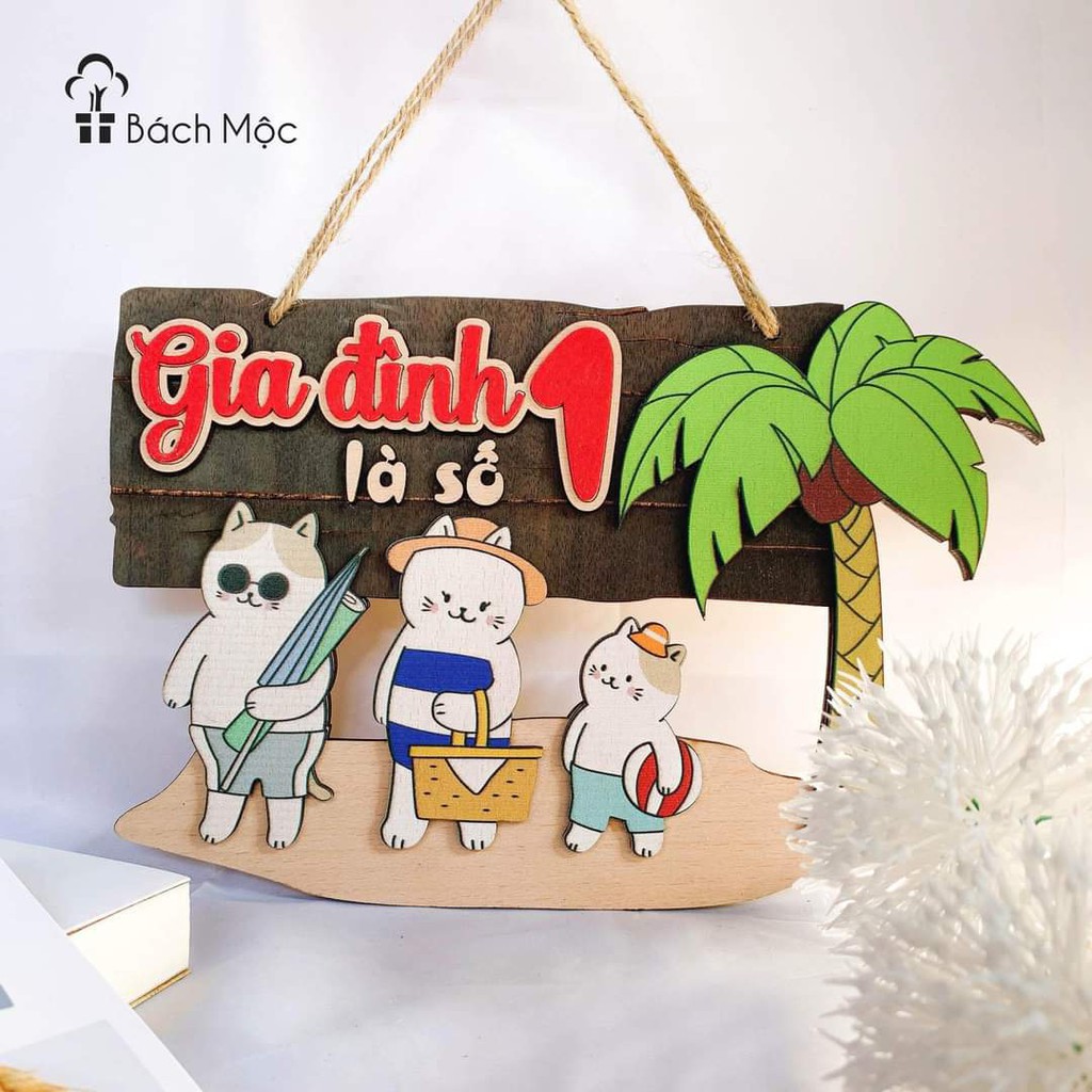 Bảng gỗ decor, bảng gỗ trang trí chủ đề gia đình, Family Siêu dễ thương