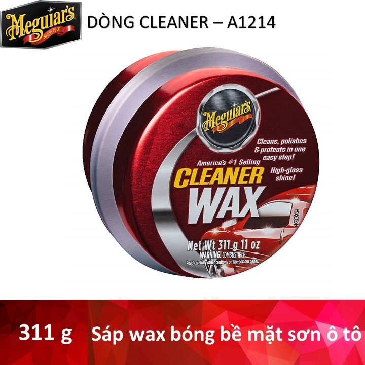 [Mã LTP50 giảm 50000 đơn 150000] Meguiar's Sáp wax bóng bề mặt sơn ô tô - Paste Wax Cleaner - A1214, 331g