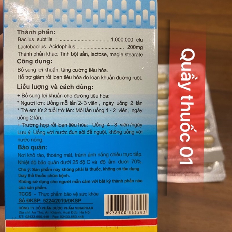 Men tiêu hoá dạng viên Biodilis hộp 100v