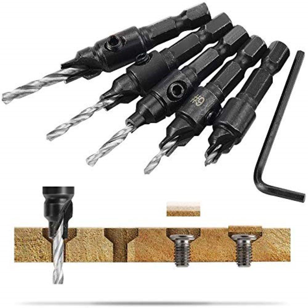 JONYE Bộ 5 Mũi Khoan Lỗ Lục Giác 1 / 4 &quot;Màu Đen Có Thể Điều Chỉnh