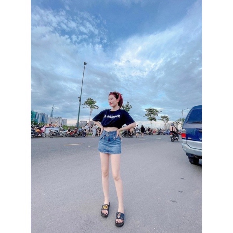 CHân Váy Jean kèm Dây Đai Có Lót Trong