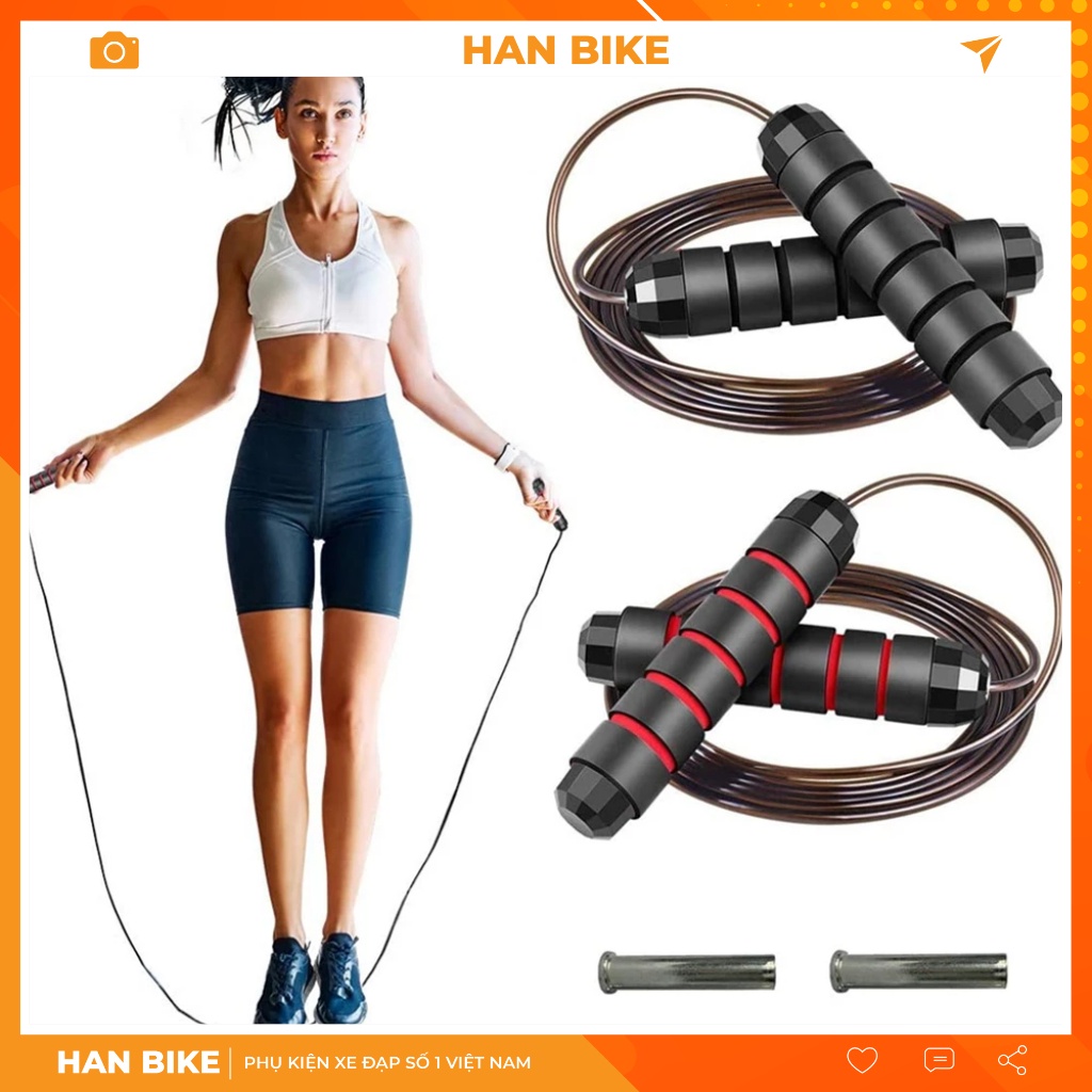 Dây nhảy giảm cân thể dục tập gym lõi thép giảm mỡ bụng siêu bền dài 2.9m kèm tạ ATS-07