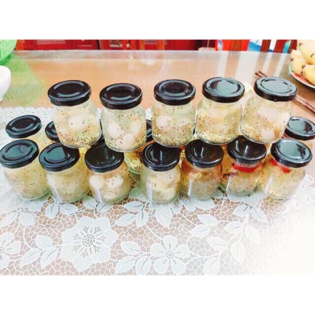 Hũ sữa chua, gia vị, làm bánh thuỷ tinh nắp nhựa có in hình dễ thương ngẫu nhiên | BigBuy360 - bigbuy360.vn