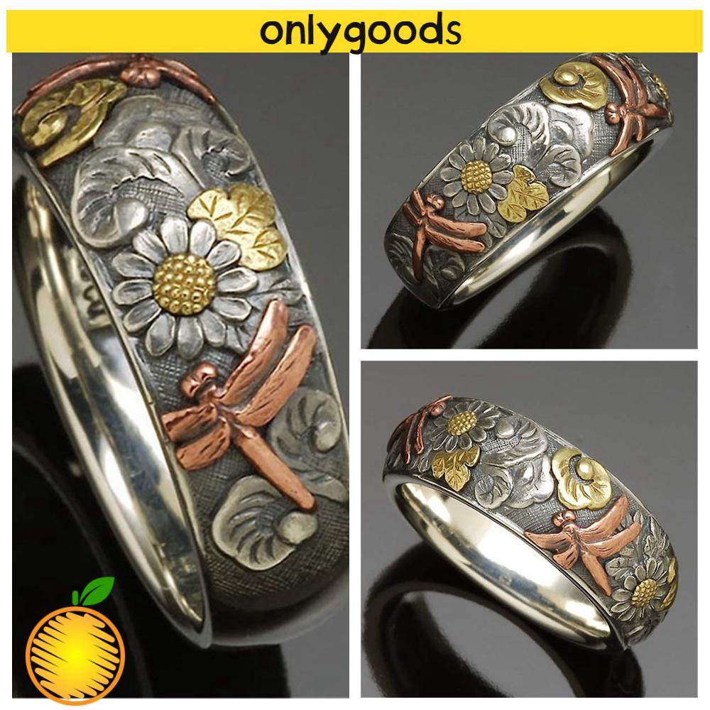 Nhẫn Đeo Tay Kim Loại Mặt Hình Chuồn Chuồn Đính Đá Thời Trang Cho Nam Nữ
