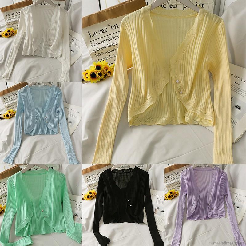 Áo Cardigan Dệt Kim Mỏng Dáng Ôm Màu Sắc Kẹo Ngọt Thời Trang Mùa Hè Dành Cho Nữ | BigBuy360 - bigbuy360.vn