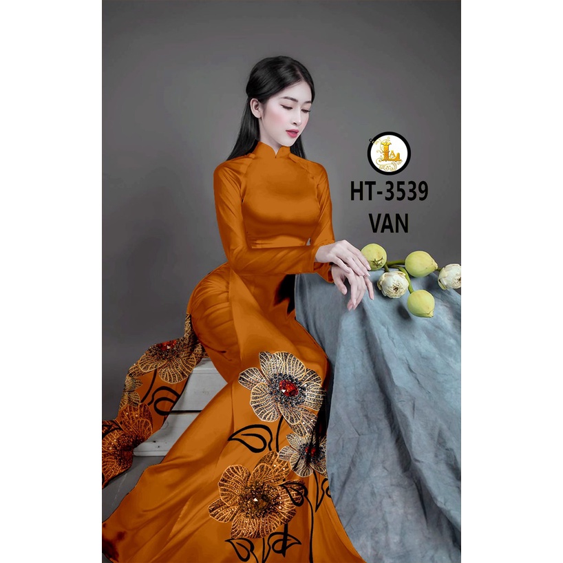 VẢI MAY ÁO DÀI HOA TÀ IN3D HOA CỰC ĐẸP LỤA VÂN GỖ SANG TRỌNG