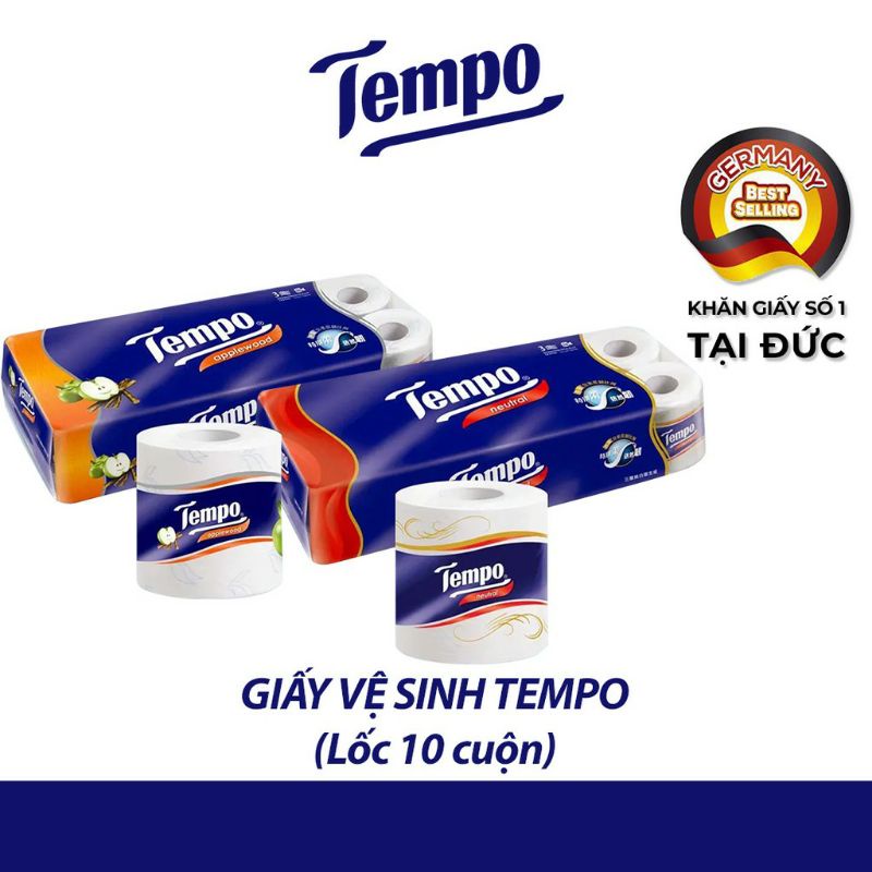 ( Mua 2+1)Giấy Vệ Sinh Tempo Cao Cấp (10 Cu ộn) tặng 1 bịch càphe or bịch yến mạch ngẩu nhiên