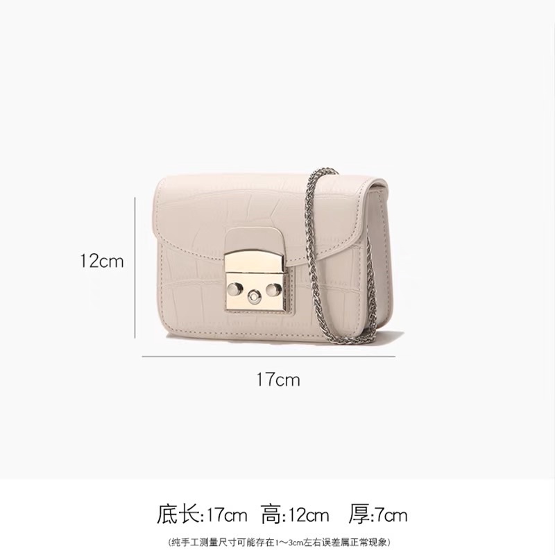 Túi Xách Nữ Mini Da Vân Dây Xích Bạc SẴN