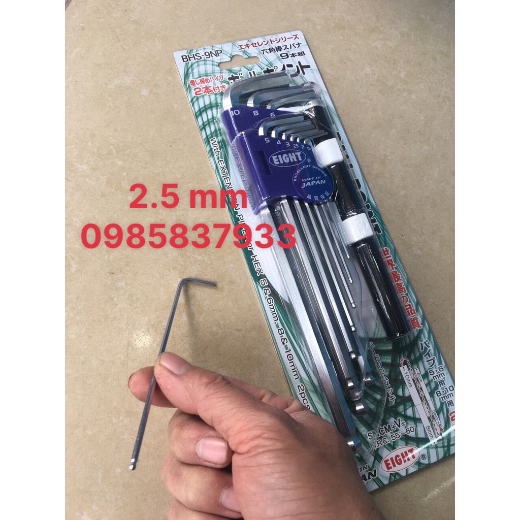 Lục giác 2.5 mm chữ L đầu bi dài BH-2.5 Eight Nhật