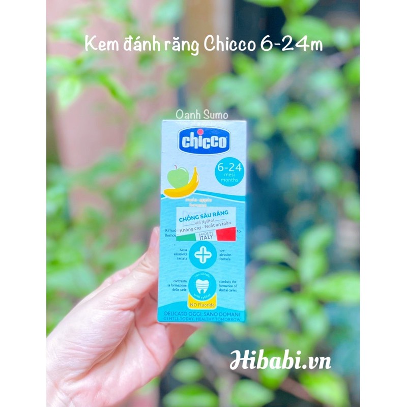 [Chính hãng] Kem Đánh Răng Chicco Hương Chuối - Táo 6M+ Chicco Nuốt Được