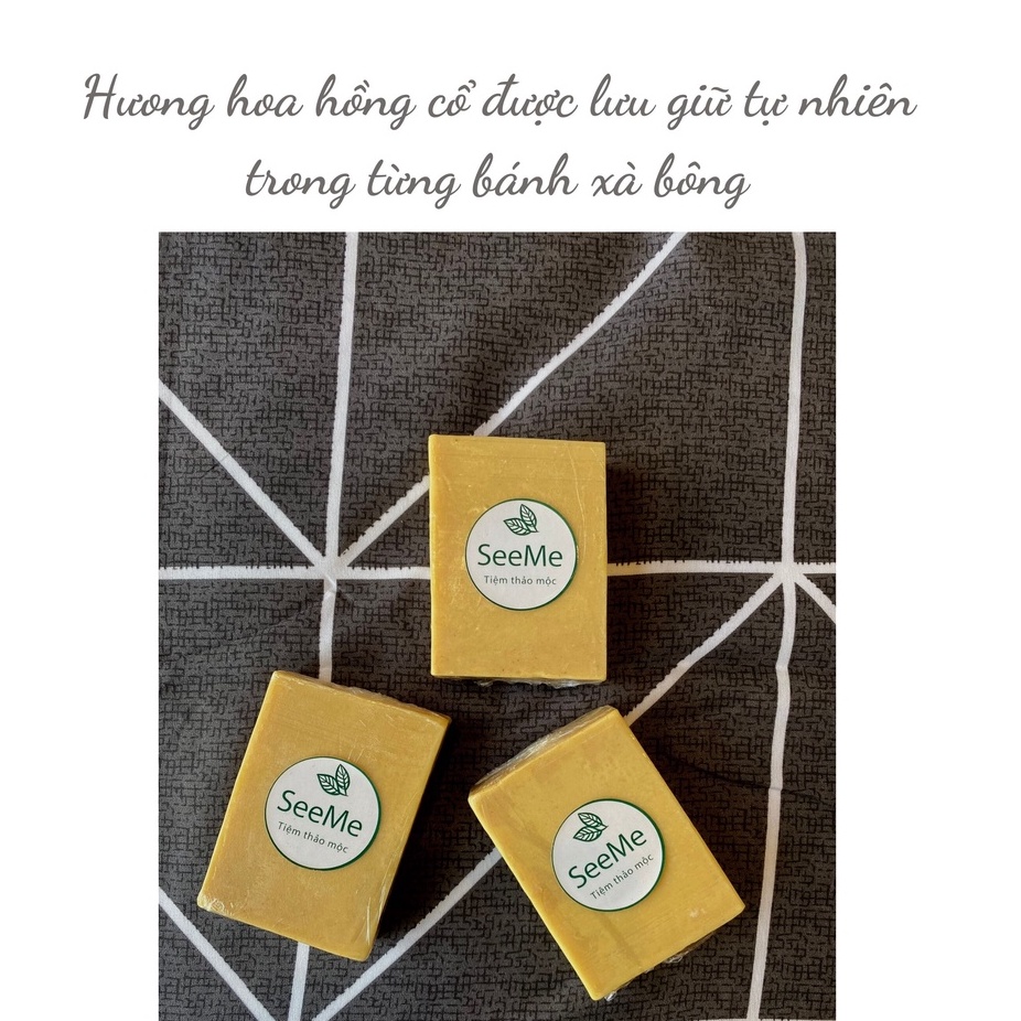 Xà Bông Nghệ Hoa Hồng Thảo Mộc Handmade Dùng Để Tắm Rửa Mặt Dưỡng Trắng Da Mờ Vết Thâm Nám - Tặng Kèm Túi Lưới Tạo Bọt | BigBuy360 - bigbuy360.vn