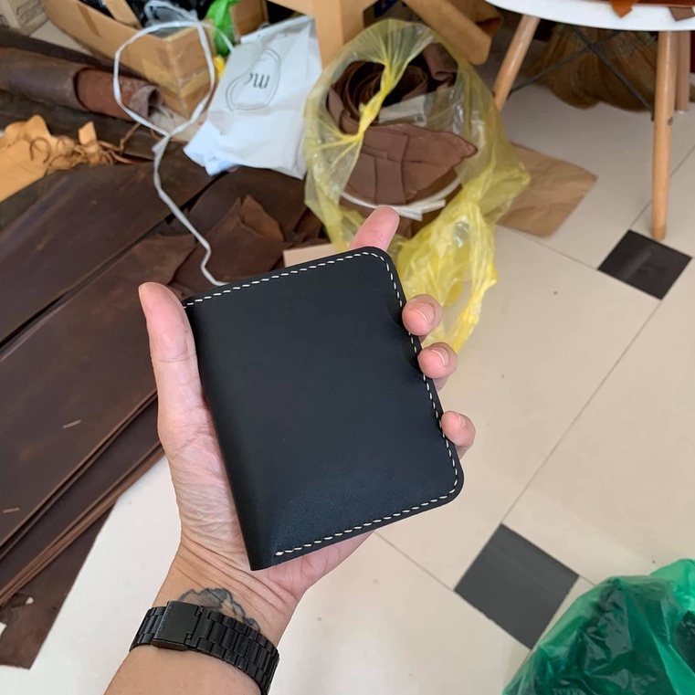 Ví Nam Mini Ví Én Da Bò Sáp Dáng Đứng Đựng Tiền Và Thẻ Thời Trang Cao Cấp KB08