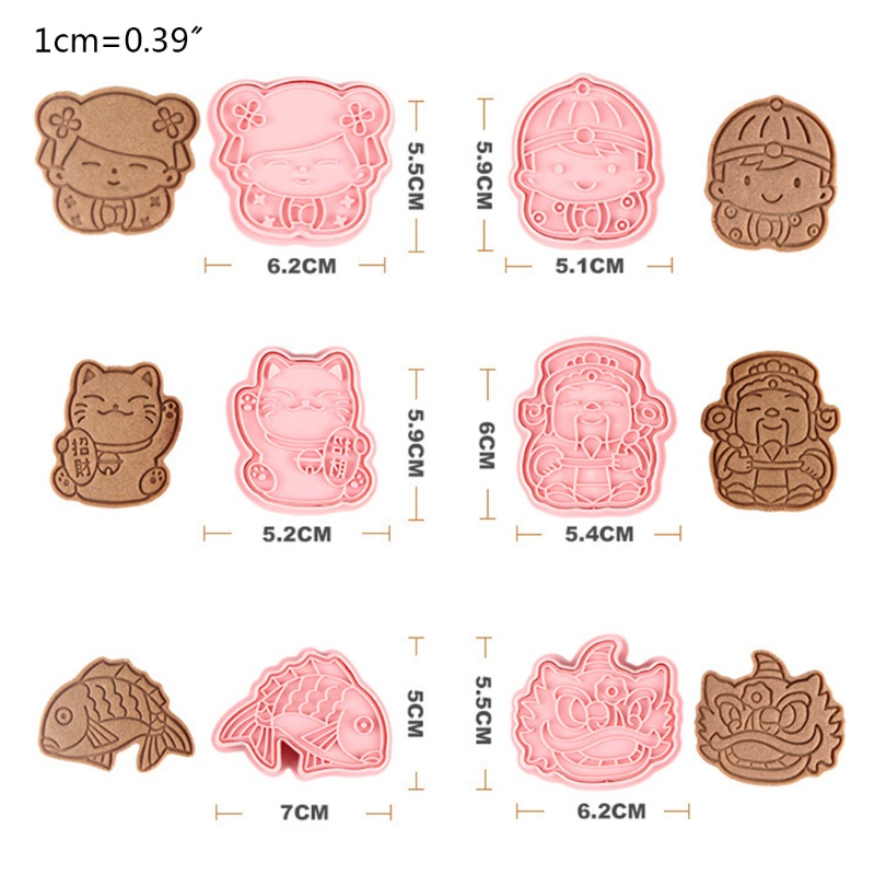 Set 6 Khuôn Nhựa Làm Bánh Quy Họa Tiết Năm Mới