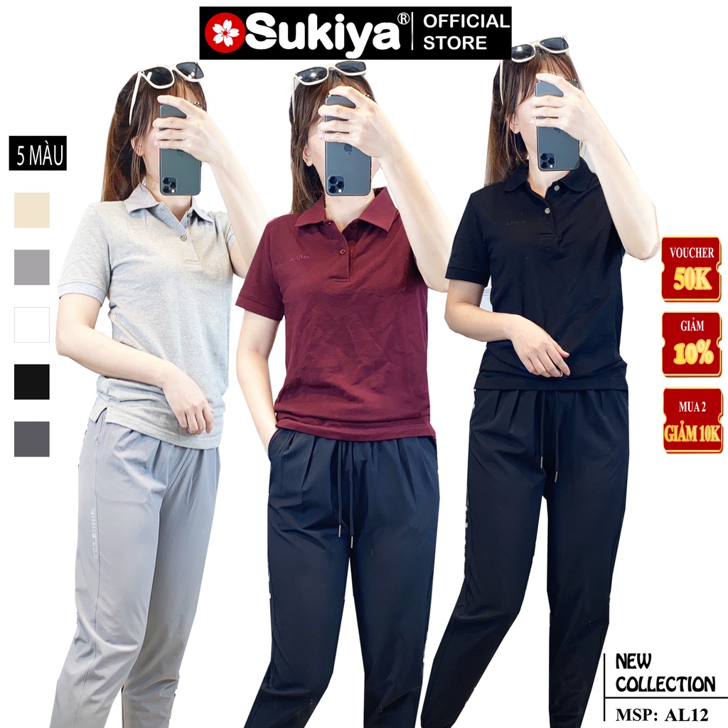 Áo Thun Nữ Cổ Sơ Mi (Cổ trụ) SUKIYA, Chất Thun Cá Sấu Thoáng mát Mềm Mịn, Co Dãn ATN01