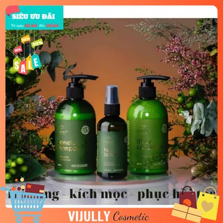 Combo tinh dầu bưởi + dầu gội bưởi + dầu xả hoa cúc vijully