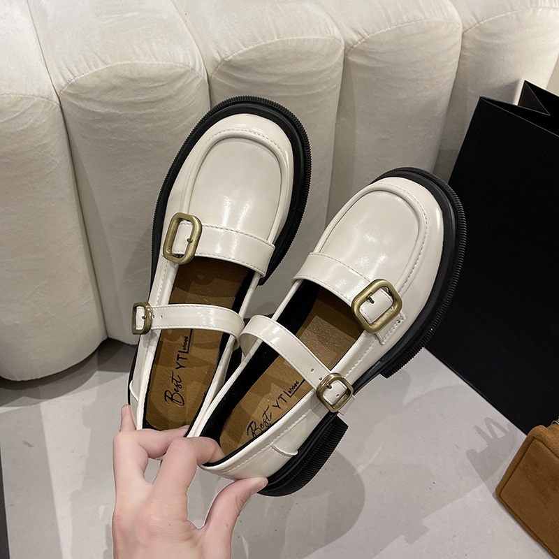 Giày da bít mũi IELGY phong cách retro Anh Quốc thời trang cho nữ