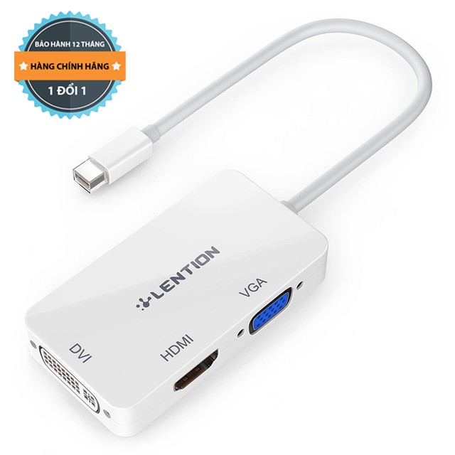 Cáp chuyển đổi Mini DisplayPort to VGA/DVI/HDMI 3 in 1 Adapter chính hãng Lention