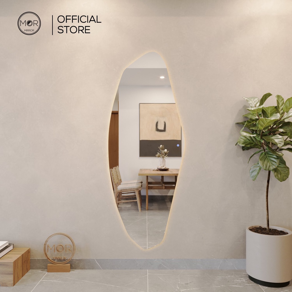 Gương Toàn Thân Hình Viên Đá Cảm Ứng Led Cao Cấp MOR MIRROR Nhiều Kích Thước Đầy Đủ Phụ Kiện