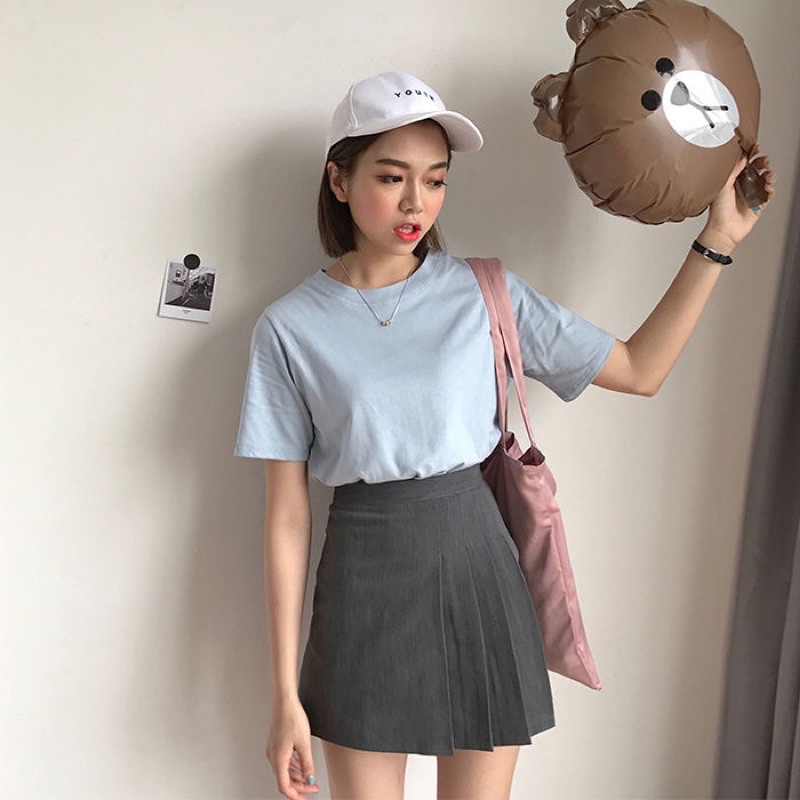 Chân váy xếp ly màu xám kiểu dáng mới Qc M983 | BigBuy360 - bigbuy360.vn