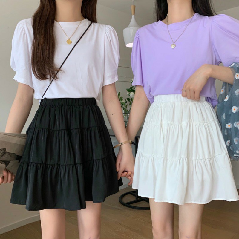 (Mới) Chân váy voan ngắn/dài ♥️ Chân váy ulzzang 2 màu đen, trắng Hàn Quốc - NhimShop