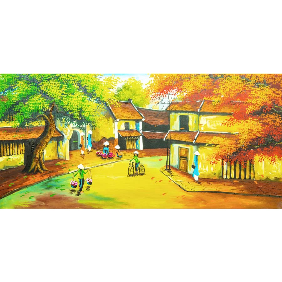 Tranh Đồng Quê Vải Lụa 3D Dán Tường Cao Cấp KÈM DỤNG CỤ DÁN ĐƠN GIẢN DỄ LÀM