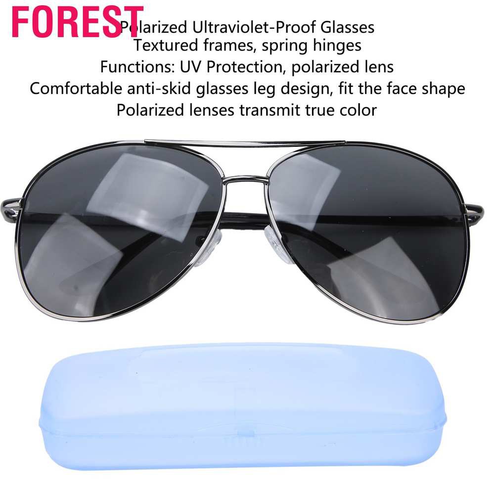 Forest Sun Glasses Silver Black Frame Gray Lens Polarized Ultraviolet‑Proof