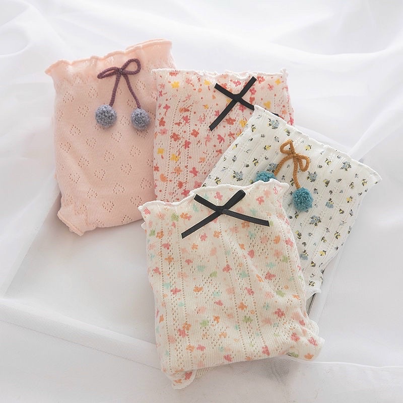 Quần lót cotton thông hơi cao cấp bánh bèo dễ thương hoa nhí