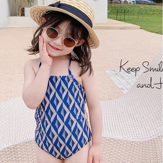 Áo tắm bé gái 1 mảnh 8-20kg Bikini thổ cẩm cho bé buộc lưng xinh xắn 1 2 3 4 5 6 tuổi