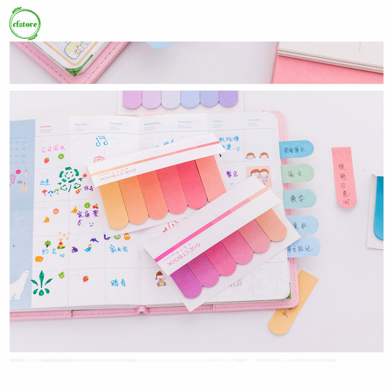 Set 120 tờ giấy ghi nhớ màu gradient loang màu dễ thương đầy màu sắc dùng đánh dấu trang lên kế hoạch