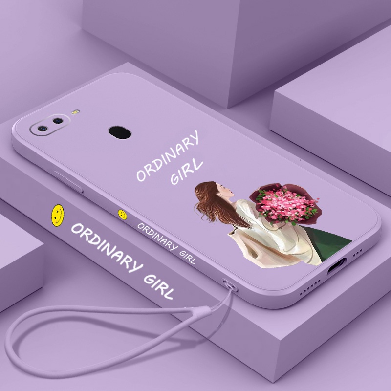 Ốp Điện Thoại TPU Dẻo Họa Tiết Hoa Xinh Xắn Kèm Dây Đeo Cho oppo a5s a12 a7 a31 a52 a