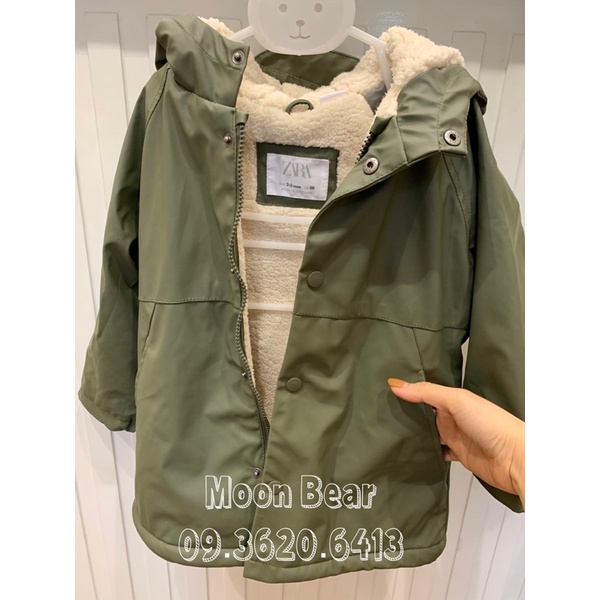 Áo khoác mùa đông lót lông cừu zara xuất dư chống mưa cho bé