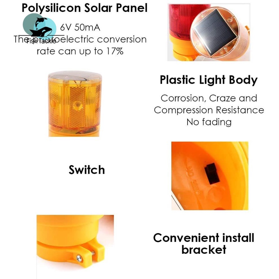 Đèn LED Tín Hiệu Nhấp Nháy Cảnh Báo Khẩn Cấp Chống Nước Sử Dụng Năng Lượng Mặt Trời