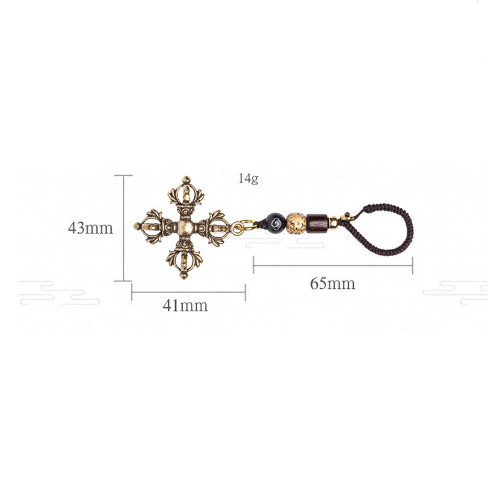 Aaron1 Cross Vajra Móc Chìa Khóa Xe Máy Buddhism Dharma Vajra Bằng Đồng Thau Phong Cách Vintage